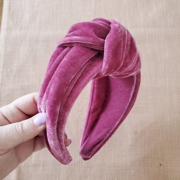 Accessories - Pink Velvet Oversized Knot Headband